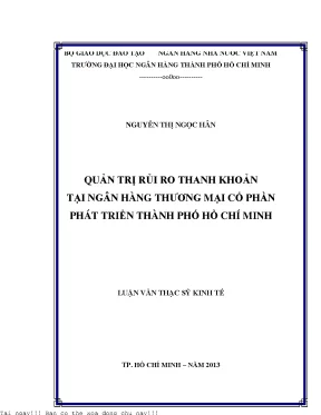 Quản trị rủi ro thanh khoản tại ngân hàng thương mại cổ phần phát triển thành phố hồ chí minh luận văn thạc sĩ kinh tế