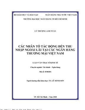Các nhân tố tác động đến thu nhập ngoài lãi tại các ngân hàng thuơng mại việt nam luận văn thạc sĩ tài chính ngân hàng