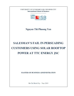 Luận văn thạc sĩ salesmans fail in persuading customers using solar rooftop power at ttc energy jsc