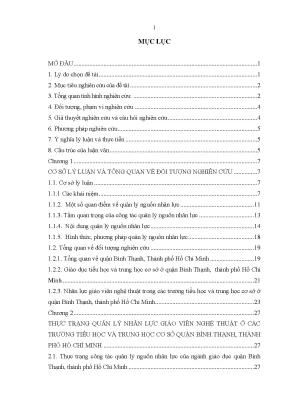 Luận văn quản lý nhân lực giáo viên nghệ thuật ở các trường tiểu học và trung học cơ sở quận bình thạnh thành phố hồ chí minh