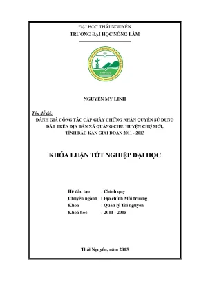 Luận văn đánh giá công tác cấp gcnqsdđ trên địa bàn xã quảng chu huyện chợ mới tỉnh bắc kạn giai đoạn 2011 2013