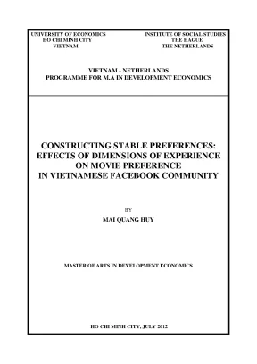 Luận văn thạc sĩ constructing stable preferences effects of dimensions of experience on movie preference in vietnamese facebook community