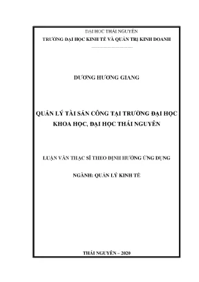 Luận văn thạc sĩ quản lý tài sản công tại trường đại học khoa học đại học thái nguyên