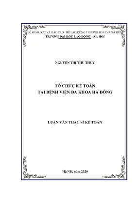 Luận văn thạc sĩ kế toán tổ chức kế toán tại bệnh viện đa khoa hà đông