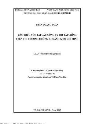 Cấu trúc vốn tại các công ty phi tài chính trên thị trường chứng khoán thành phố hồ chí minh luận văn thạc sĩ kinh tế