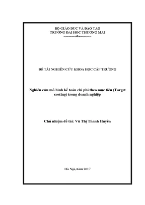 Luận văn nghiên cứu mô hình kế toán chi phí theo mục tiêu target costing trong doanh nghiệp
