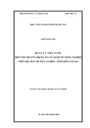 Luận văn thạc sĩ quản lý nhà nước đối với chuyển dịch cơ cấu kinh tế nông nghiệp trên địa bàn huyện an biên tỉnh kiên giang