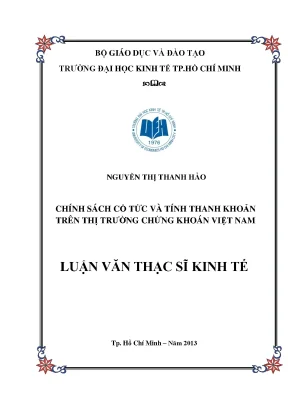 Luận văn thạc sĩ chính sách cổ tức và tính thanh khoản trên ttck việt nam luận văn thạc sĩ
