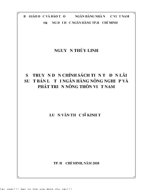 Sự truyền dẫn chính sách tiền tệ đến lãi suất bán lẻ tại ngân hàng nông nghiệp và phát triển nông thôn việt nam luận văn thạc sĩ kinh tế