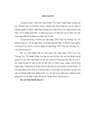 Luận văn dịch vụ thẻ tín dụng tại ng n hàng tmcp sài gòn thƣơng t n chi nhánh đ ng đa