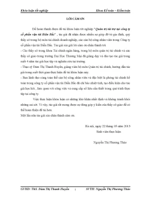 Luận văn tmu quản trị tài trợ tại công ty cổ phần vận tải biên bắc