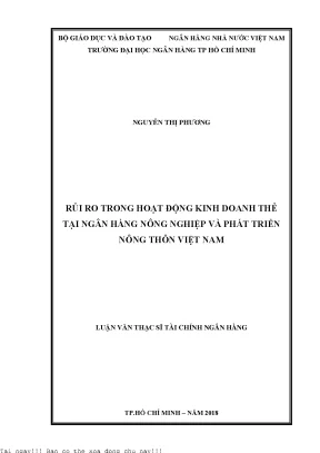 Rủi ro trong hoạt động kinh doanh thẻ tại ngân hàng nông nghiệp và phát triển nông thôn việt nam luận văn thạc sĩ kinh tế
