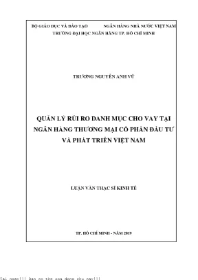Quản lý rủi ro danh mục cho vay tại ngân hàng thương mại cổ phần đầu tư và phát triển việt nam luận văn thạc sĩ kinh tế