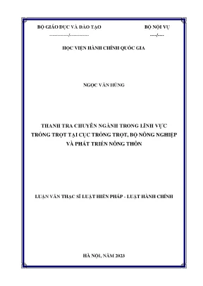 Luận văn thạc sĩ thanh tra chuyên ngành trong lĩnh vực trồng trọt tại cục trồng trọt bộ nôn nghiệp và phát triển nông thôn