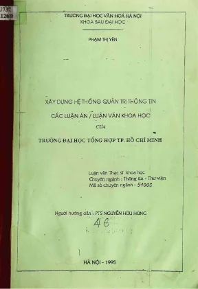 Xây dựng hệ thống quản trị thông tin các luận án luận văn khoa học của trường đại học tổng hợp thành phố hồ chí minh