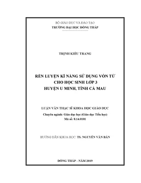 Luận văn rèn luyện kĩ năng sử dụng vốn từ cho học sinh lớp 3 huyện u minh tỉnh cà mau