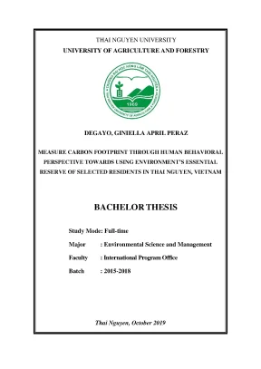 Luận văn measure carbon footprint through human behavioral perspective towards using environments essential reserve of selected residents in thai nguyen vietnam