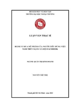 Luận văn thạc sĩ hành vi mua mỹ phẩm của người tiêu dùng việt nam trên mạng xã hội facebook