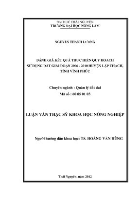 Luận văn đánh giá kết quả thực hiện quy hoạch sử dụng đất huyện lập thạch tỉnh vĩnh phúc giai đoạn 2006 2010