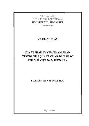 Luận văn thạc sĩ địa vị pháp lý của thẩm phán trong giải quyết vụ án dân sự sơ thẩm ở việt nam hiện nay