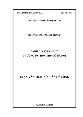 Luận văn thạc sĩ quản lý công đánh giá viên chức tại trường đại học thủ đô hà nội