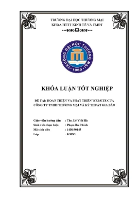 Luận văn tmu hoàn thiện và phát triển website của công ty tnhh thƣơng mại và kỹ thuật gia bảo