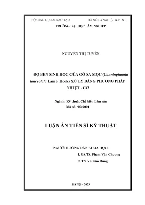 Luận án tiến sĩ độ bền sinh học của gỗ sa mộc cunninghamia lanceolata lamb hook xử lý bằng phương pháp nhiệt cơ