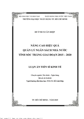 Nâng cao hiệu quả quản lý ngân sách nhà nước tỉnh sóc trăng giai đoạn 2015 2020 luận án tiến sĩ kinh tế