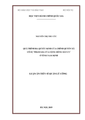 Luận án tiến sĩ quản lý công quá trình ra quyết định của chính quyền xã có sự tham gia của cộng đồng dân cư ở tỉnh nam định