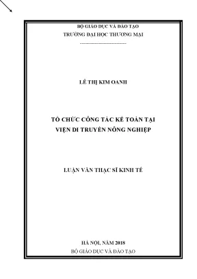 Luận văn thạc sĩ tổ chức công tác kế toán tại viện di truyền nông nghiệp