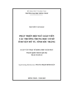 Luận văn phát triển đội ngũ giáo viên các trường trung học cơ sở ở huyện mỹ tú tỉnh sóc trăng