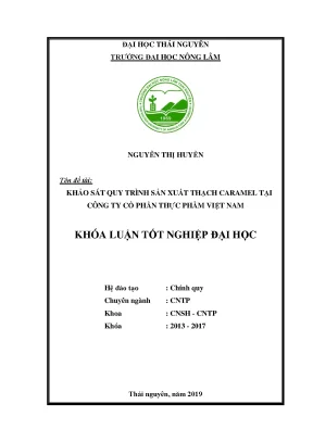 Luận văn khảo sát quy trình sản xuất thạch caramel tại công ty cổ phẩn thực phẩm việt nam
