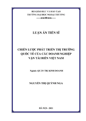 Luận án tiến sĩ quản trị kinh doanh chiến lược phát triển thị trường quốc tế của các doanh nghiệp vận tải biển việt nam