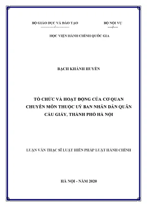 Luận văn thạc sĩ tổ chức và hoạt động của cơ quan chuyên môn thuộc ủy ban nhân dân quận cầu giấy thành phố hà nội