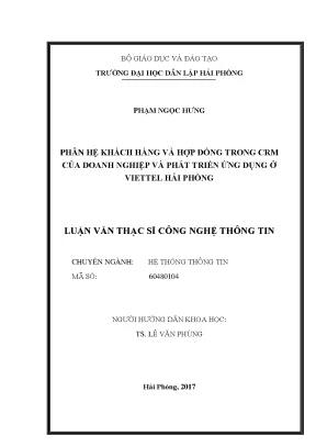Luận văn phân hệ khách hàng và hợp đồng trong crm của doanh nghiệp và phát triển ứng dụng ở viettel hải phòng