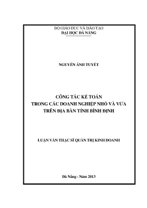 Luận văn thạc sĩ công tác kế toán trong các doanh nghiệp nhỏ và vừa trên địa bàn tỉnh bình định