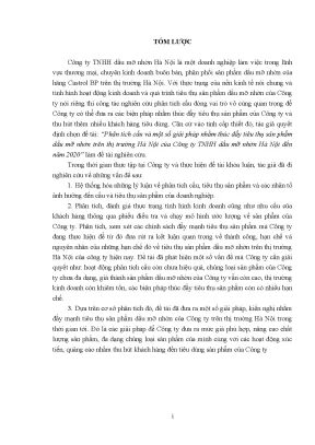 Luận văn phân tích cầu và một số giải pháp nhằm th c đẩy tiêu thụ sản phẩm dầu mỡ nhờn trên thị trƣờng hà nội của công ty tnhh dầu mỡ nhờ