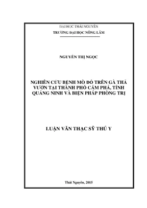 Luận văn thạc sĩ nghiên cứu bệnh mò đỏ trên gà thả vườn tại thành phố cẩm phả tỉnh quảng ninh và biện pháp phòng trị