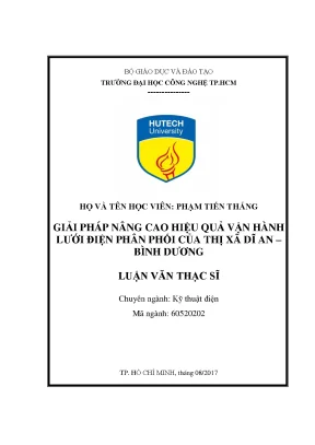 Luận văn thạc sĩ kỹ thuật điện giải pháp nâng cao hiệu quả vận hành lưới điện phân phối của thị xã dĩ an bình dương