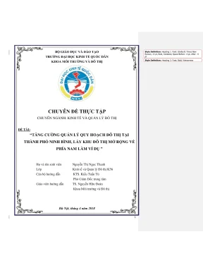 Chuyên đề thực tập tăng cường quản lý quy hoạch các khu đô thị tại tỉnh ninh bình lấy khu đô thị mở rộng về phía nam làm ví dụ