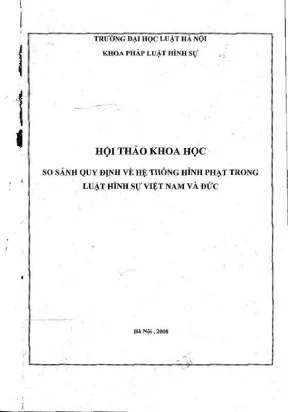 Kỷ yếu hội thảo khoa học cấp khoa so sánh quy định về hệ thống hình phạt trong luật hình sự việt nam và luật hình sự một số nước