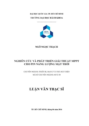 Luận văn thạc sĩ thiết bị mạng và nhà máy điện nghiên cứu và phát triển giải thuật mppt cho pin năng lượng mặt trời