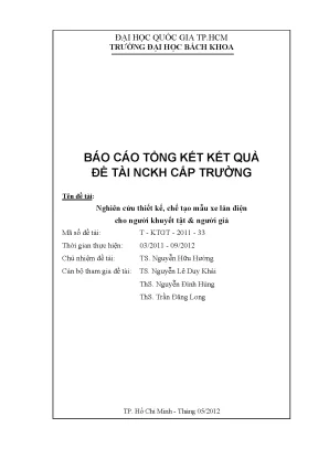 Đề tài nghiên cứu khoa học cấp trường nghiên cứu thiết kế chế tạo mẫu xe lăn điện cho người khuyết tật và người già