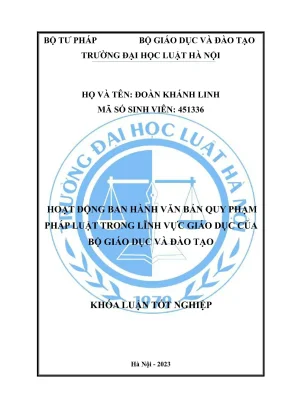 Khóa luận tốt nghiệp hoạt động ban hành văn bản quy phạm pháp luật trong lĩnh vực giáo dục của bộ giáo dục và đào tạo