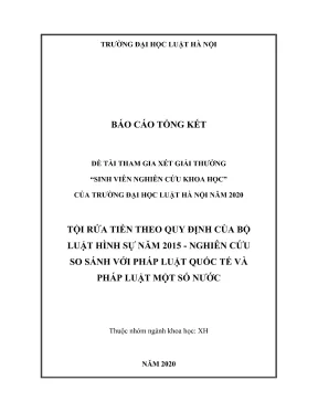 Đề tài sinh viên nghiên cứu khoa học tội rửa tiền theo quy định của bộ luật hình sự năm 2015 nghiên cứu so sánh với pháp luật quốc tế và pháp luật một số nước
