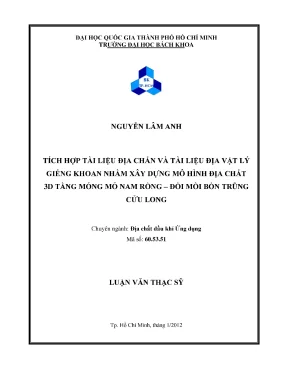 Luận văn thạc sĩ địa chất dầu khí ứng dụng tích hợp tài liệu địa chấn và tài liệu địa vật lý giếng khoan nhằm xây dựng mô hình địa chất 3d tầng móng mỏ nam rồng đồi mồi bồn trũng cửu long