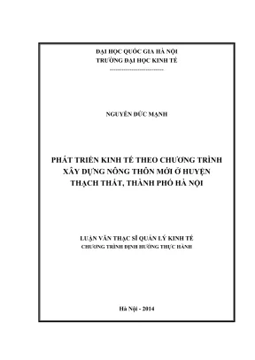 Luận văn thạc sĩ quản lý kinh tế phát triển kinh tế theo chương trình xây dựng nông thôn mới ở huyện thạch thất thành phố hà nội
