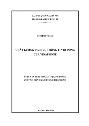 Luận văn thạc sĩ quản trị kinh doanh chất lượng dịch vụ thông tin di động của vinaphone