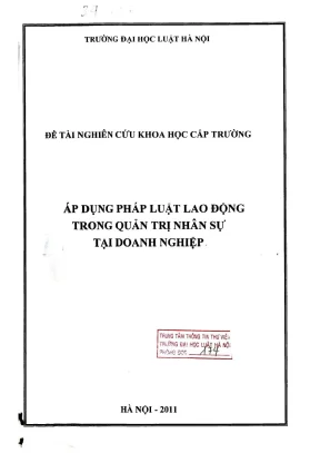 Đề tài nghiên cứu khoa học cấp trường áp dụng pháp luật lao động trong quản trị nhân sự tại doanh nghiệp