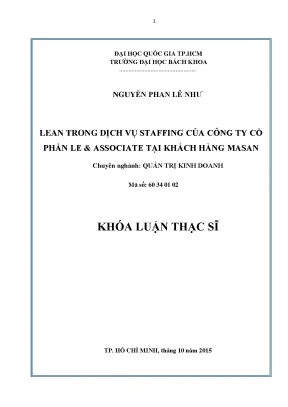 Luận văn thạc sĩ quản trị kinh doanh lean trong dịch vụ staffing của công ty cổ phần le associate tại công ty khách hàng masan